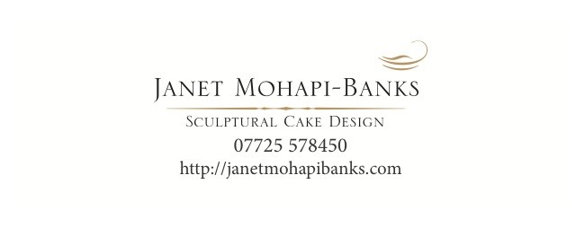 Sculptural cake design by Janet Mohapi-Bank, swing tag printing by Solopress