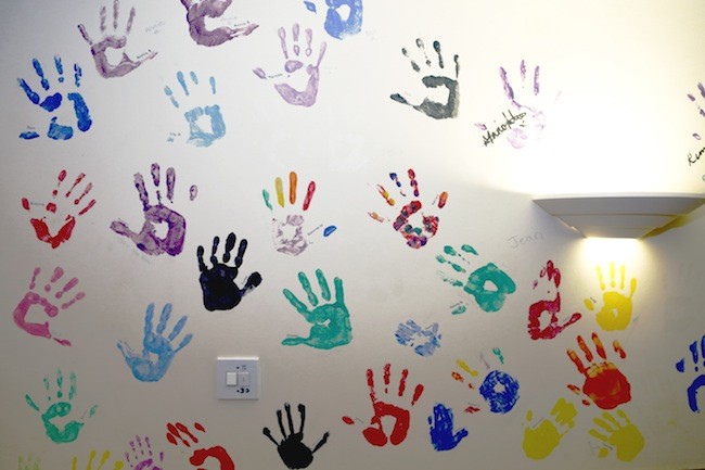 Little Havens Hospice handprints on wall