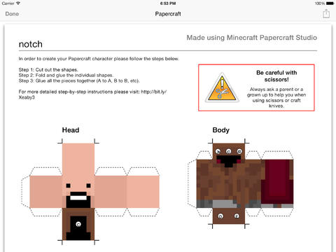 Minecraft: Papercraft Studio, Apps