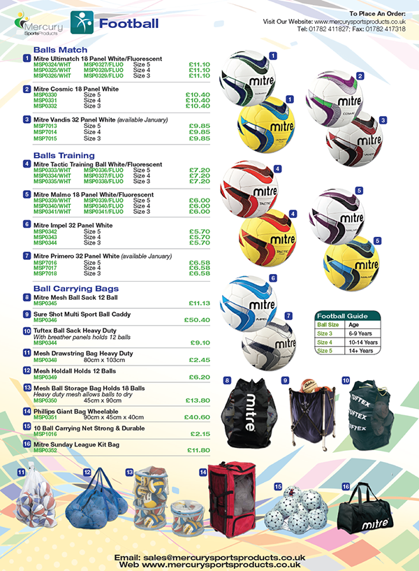 Mercury Sports Product's catalogue - inside shows football balls equipment