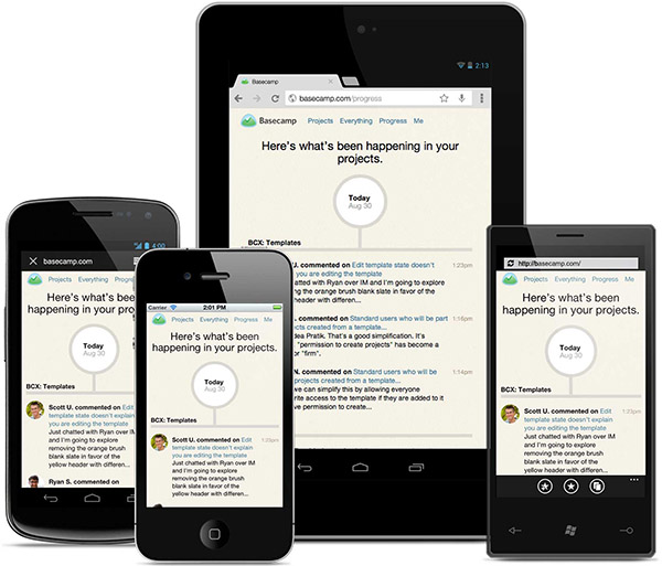 Tablet and Smartphone apps like Basecamp to work on the go