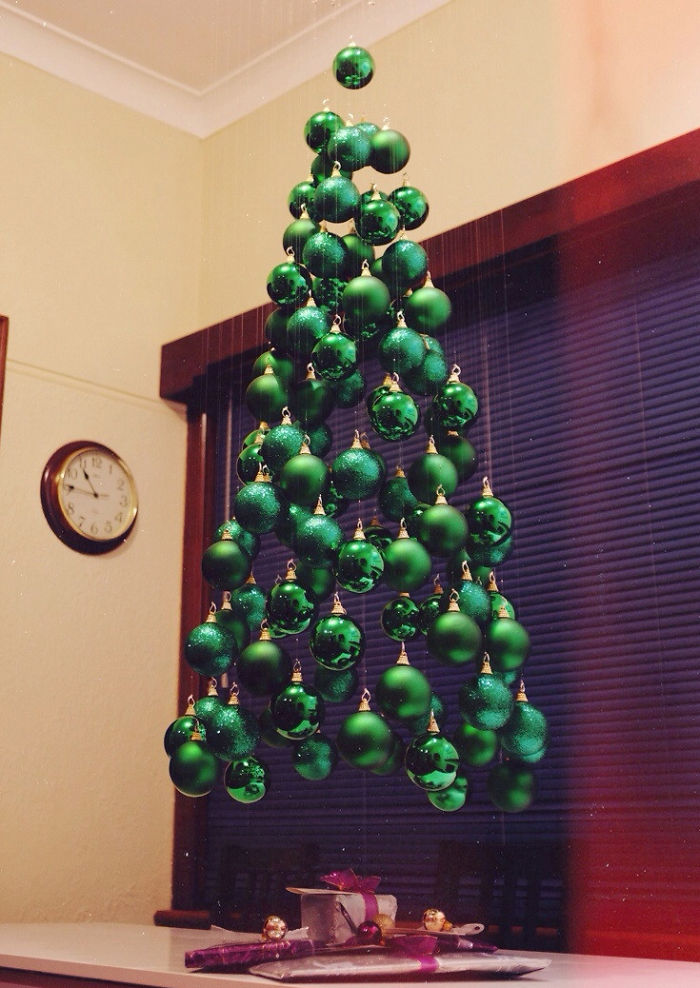 diy christmas trees made of baubles